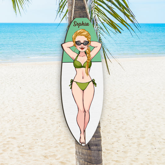 Laying On Board - Personalized Surfing Wood Sign