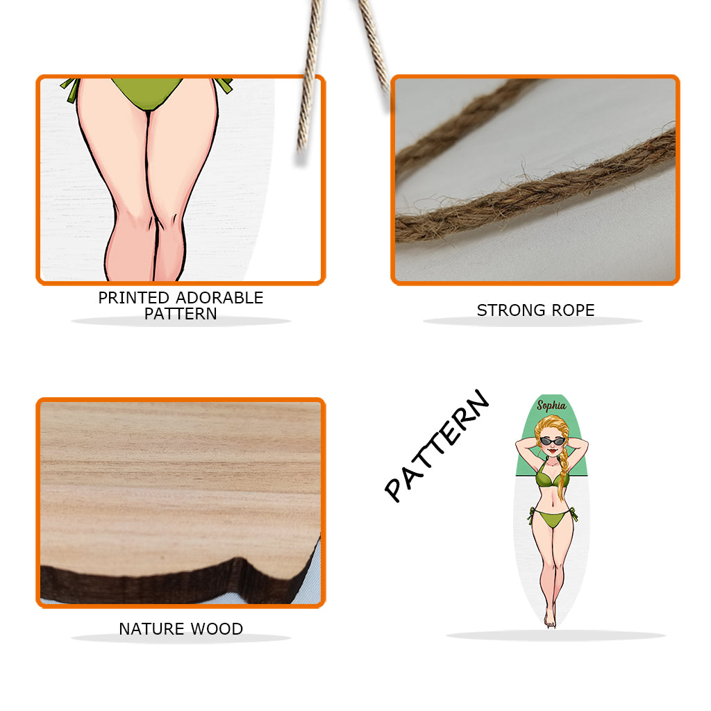 An Bord liegend - Personalisiertes Surfer-Holzschild