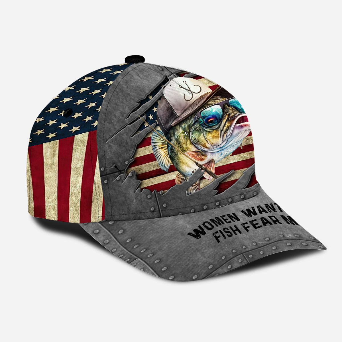 Frauen wollen mich, Fische fürchten mich – Personalisierte Angel-Klassiker-Kappe