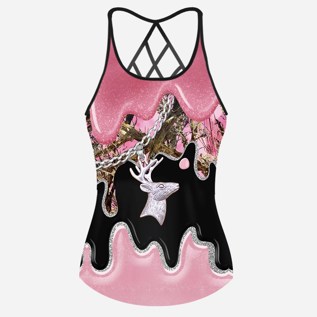 Black Pink Country Girl - Hunting Cross Tank Top and Women Shorts