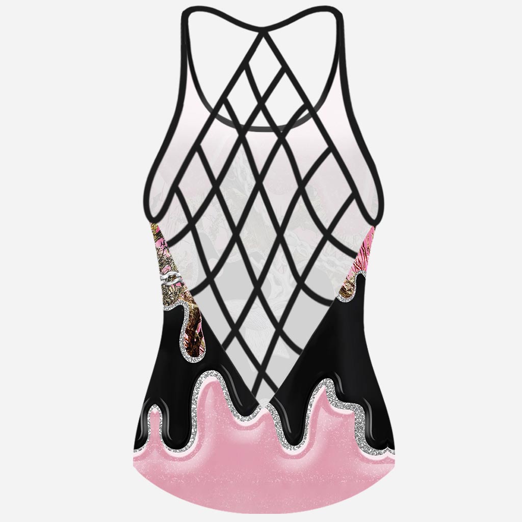 Black Pink Country Girl - Hunting Cross Tank Top and Women Shorts