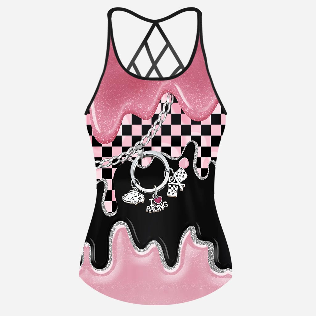 Black Pink Race Girl – Racing Cross Tanktop und Damenshorts