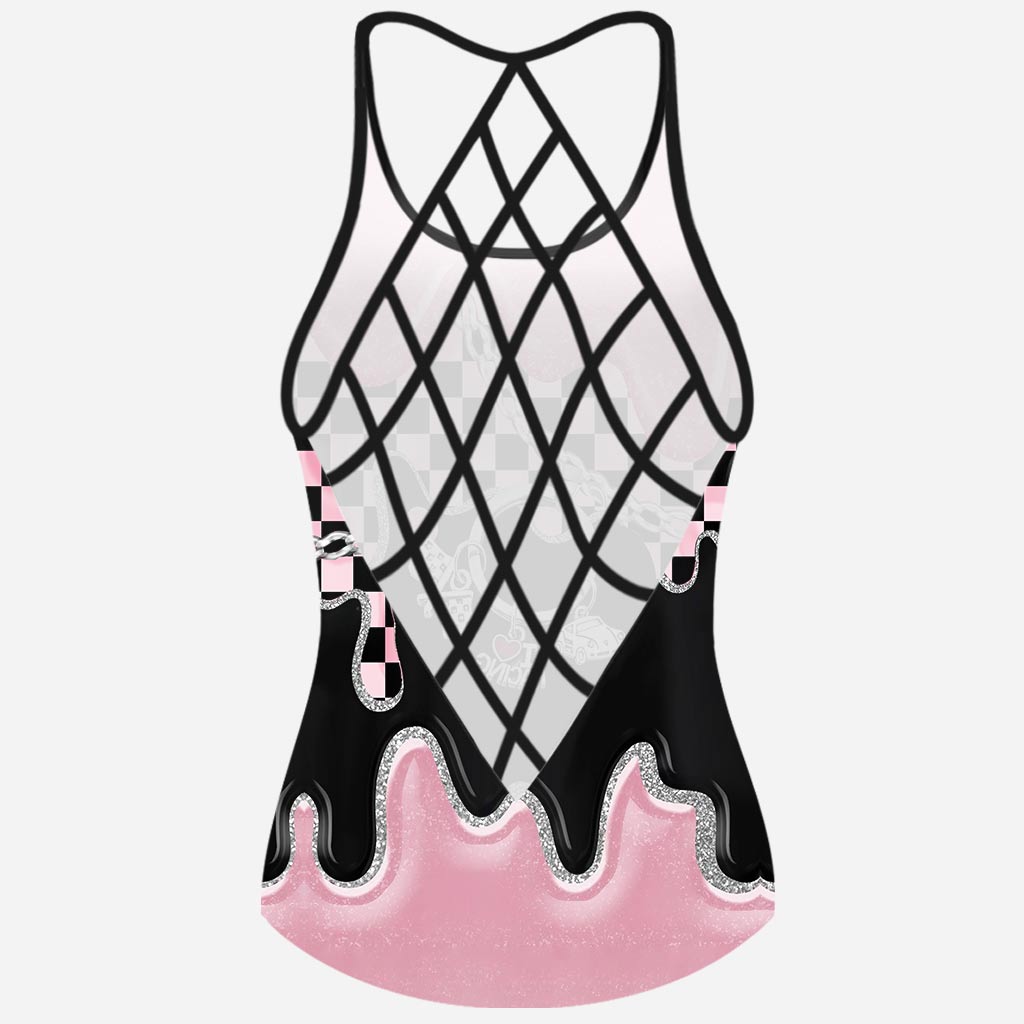Black Pink Race Girl – Racing Cross Tanktop und Damenshorts