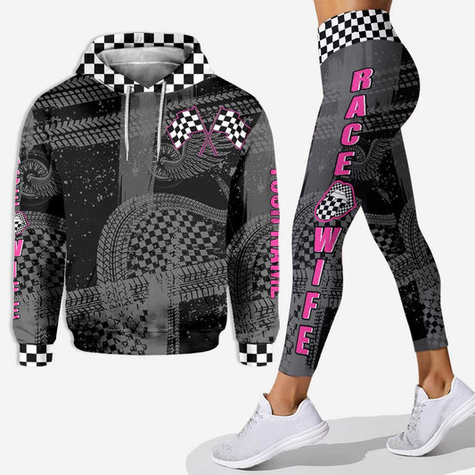 Rennfahrerfrau fühlt sich irgendwie egal - Personalisierter Rennhoodie und Leggings