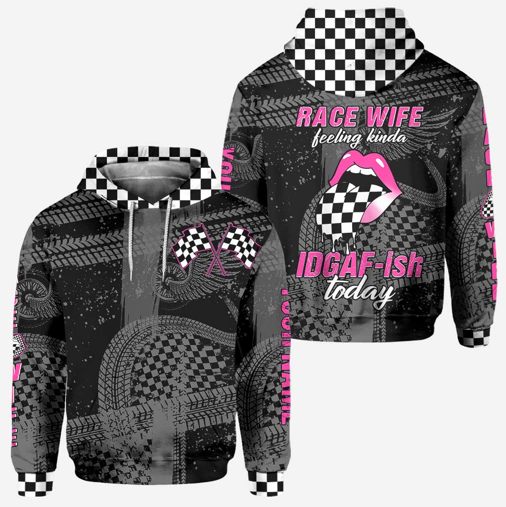 Rennfahrerfrau fühlt sich irgendwie egal - Personalisierter Rennhoodie und Leggings