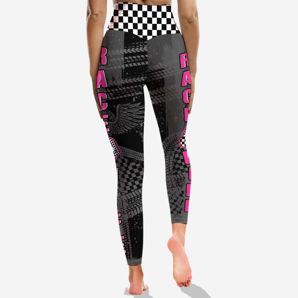 Rennfahrerfrau fühlt sich irgendwie egal - Personalisierter Rennhoodie und Leggings