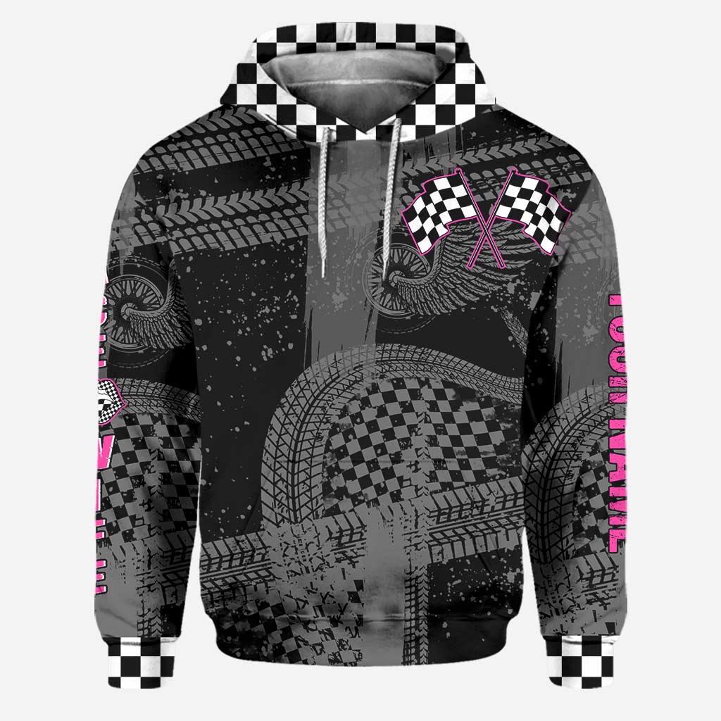 Rennfahrerfrau fühlt sich irgendwie egal - Personalisierter Rennhoodie und Leggings
