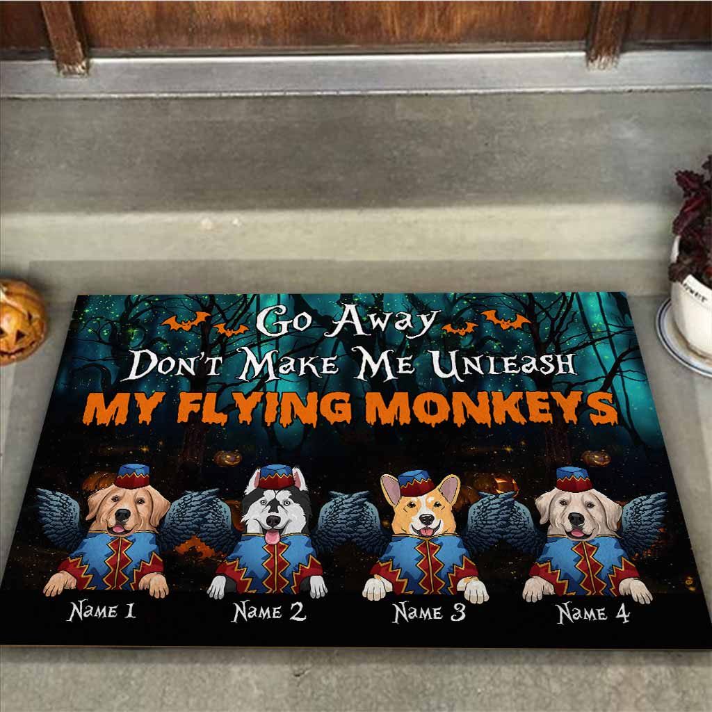 Don't Make Me Unleash My Flying Monkeys - Personalized Halloween Dog Doormat