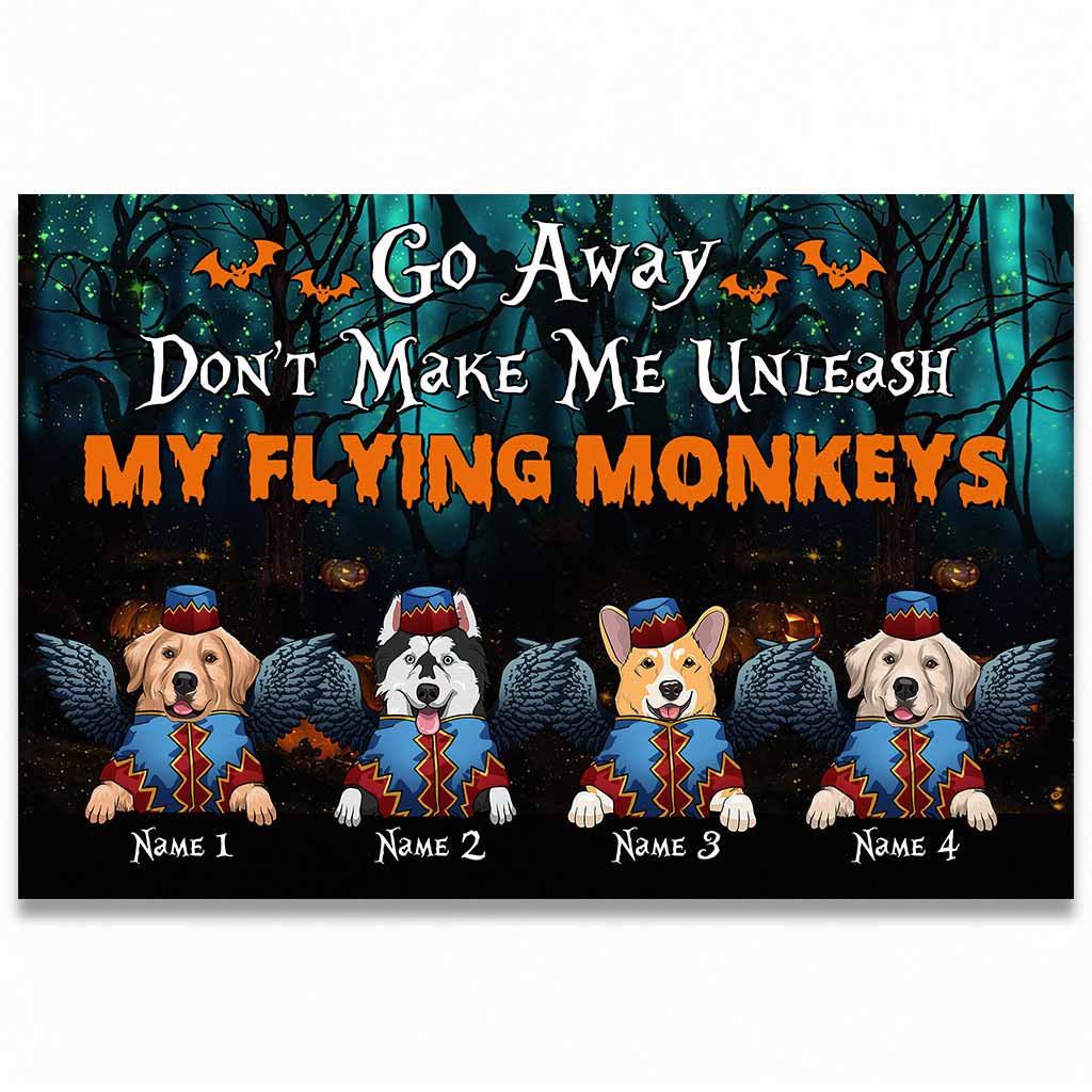 Don't Make Me Unleash My Flying Monkeys - Personalized Halloween Dog Doormat