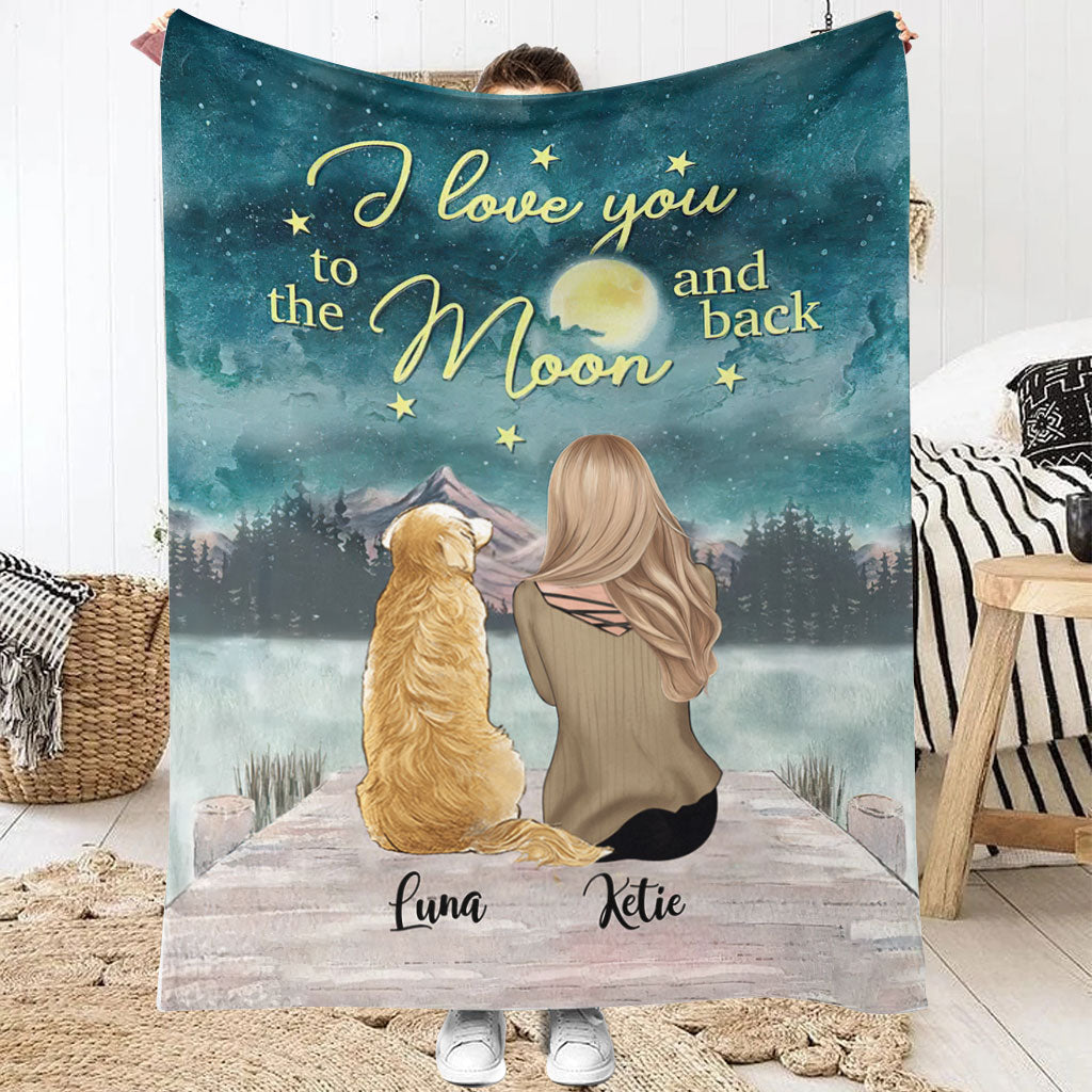 Ich liebe dich bis zum Mond – Personalisierte Hundedecke