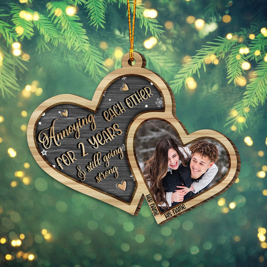 Annoying Each Other For Years And Still Going Strong - Personalized Christmas Couple Ornament (Printed On Both Sides)