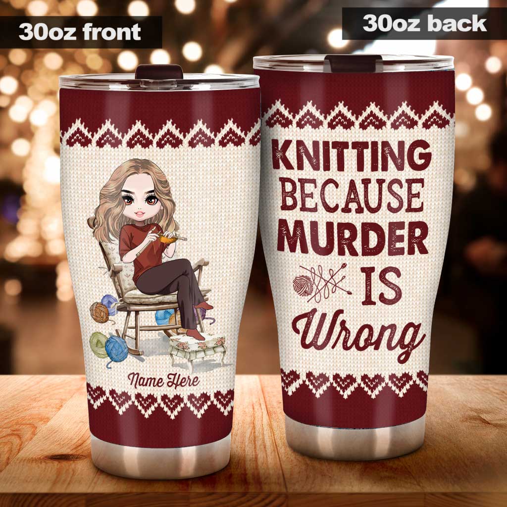 Stricken, weil Mord falsch ist – personalisierter Strickbecher