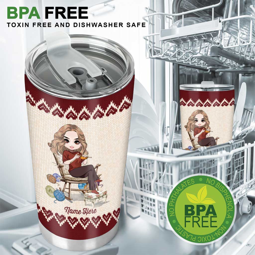 Stricken, weil Mord falsch ist – personalisierter Strickbecher