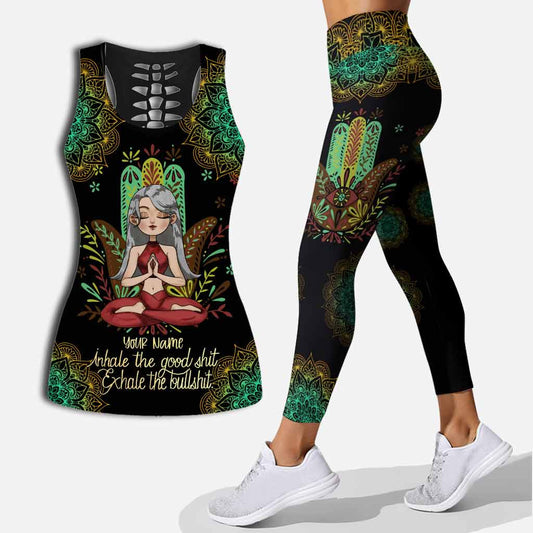 Atme die Wohltat ein – Personalisiertes Yoga Hollow Tanktop und Leggings