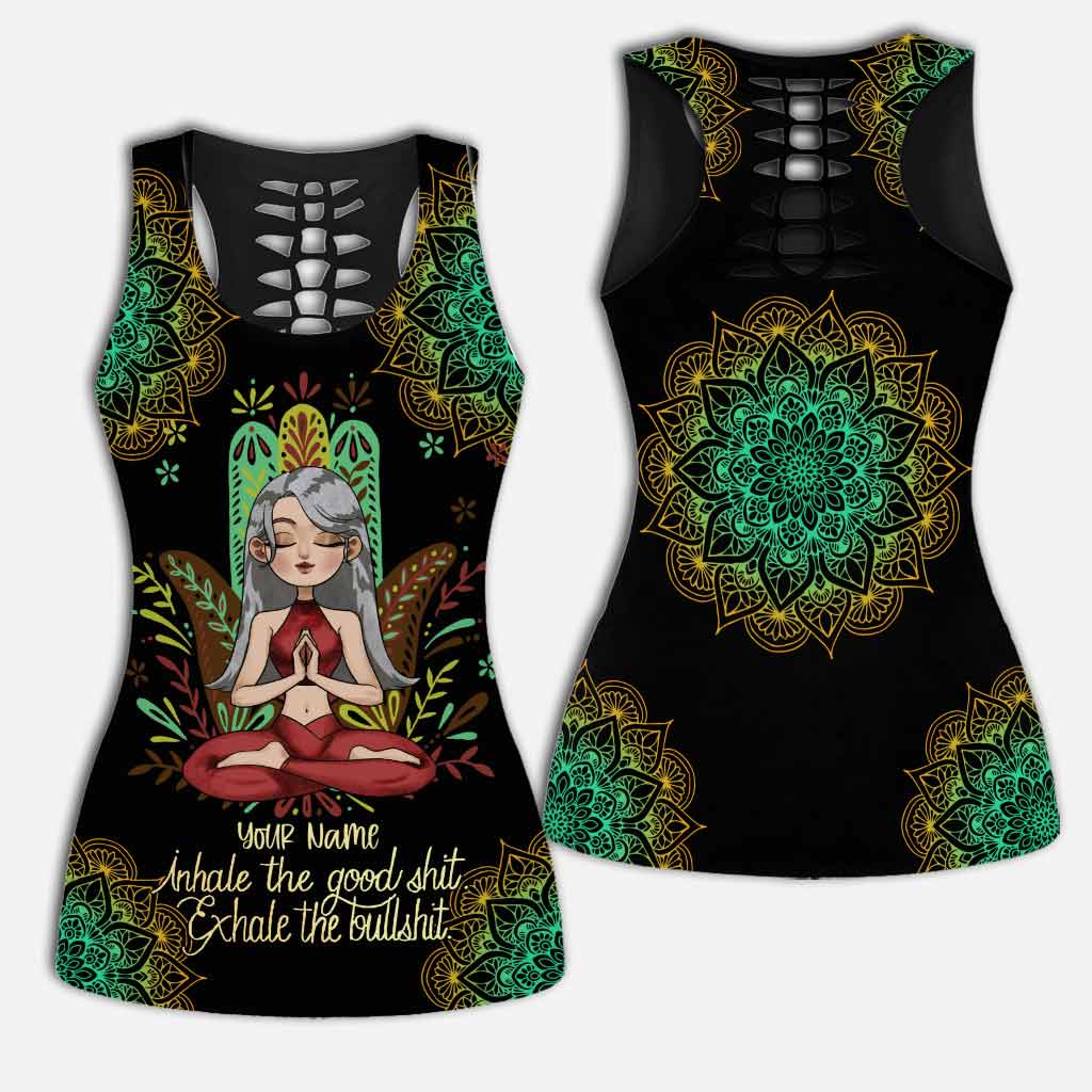 Inhale The Good - Personalized Yoga Hollow Tank Top and Leggings