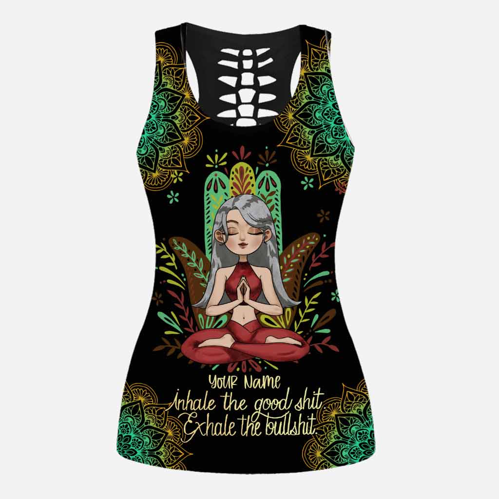 Inhale The Good - Personalized Yoga Hollow Tank Top and Leggings