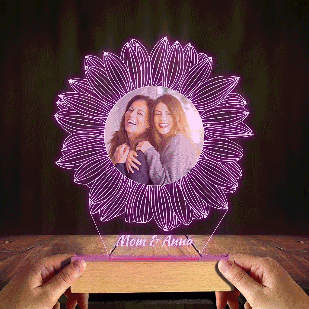 Du bist mein Sonnenschein – Geschenk für Mama, Oma, Schwester, Tochter, Sohn, Bruder, Opa, Papa, Ehefrau, Ehemann, Freund/Freundin – Personalisierte, geformte Leuchtplatte