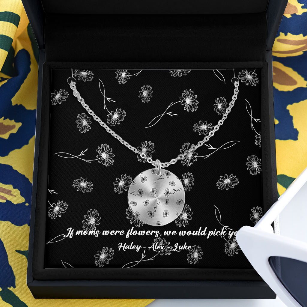 Mamas Geburtsblumen - Personalisierte Muttertags-Halskette mit rundem Anhänger