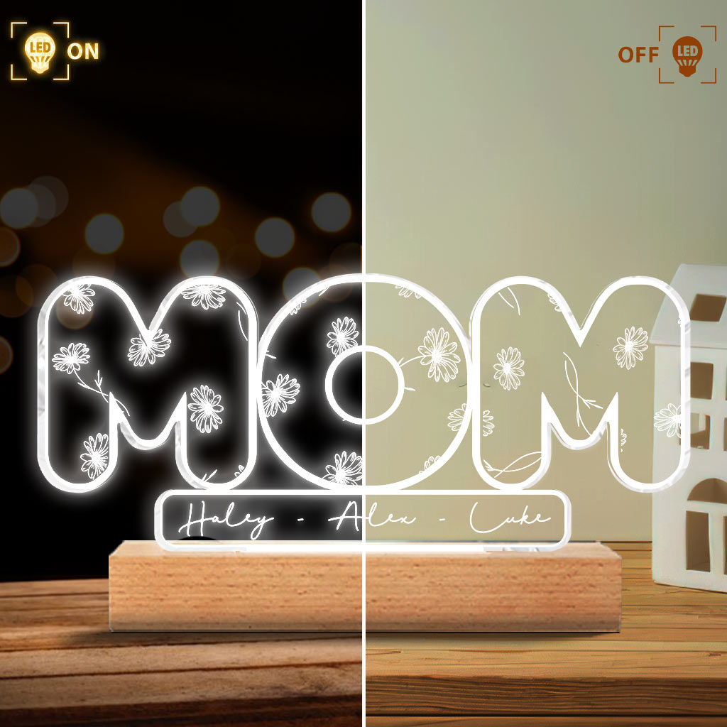 Geburtsblumen für Mama – Personalisierte, mutterförmige Plakettenleuchte zum Muttertag