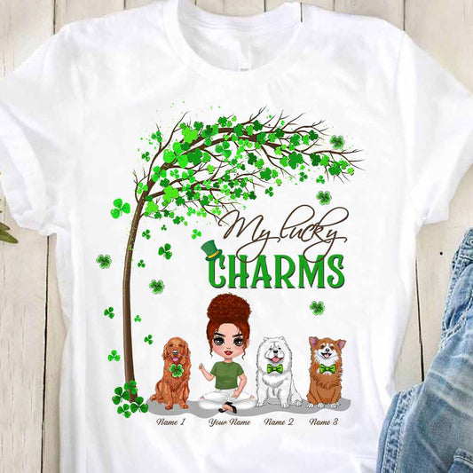 Patrick Day Irish Dogs And Girl - Personalized T-shirt and Hoodie