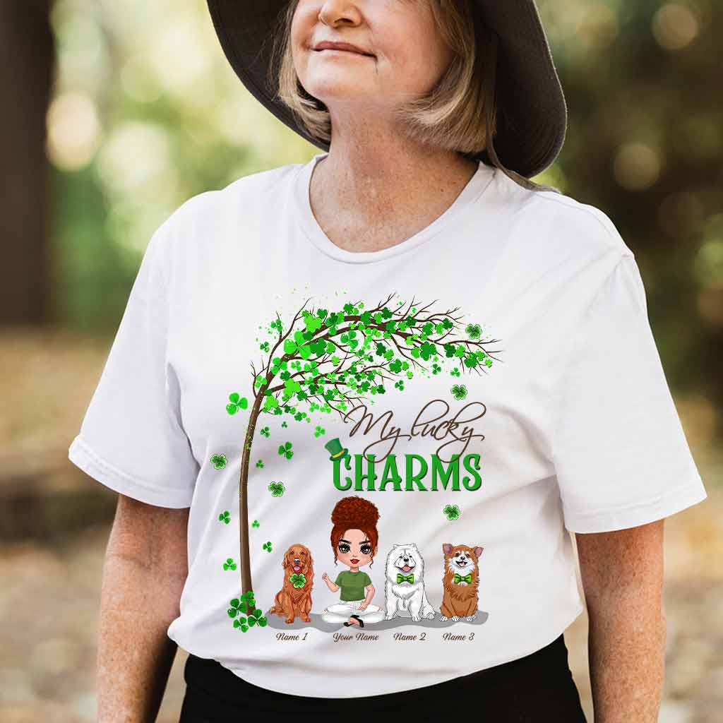 Patrick Day Irish Dogs And Girl - Personalized T-shirt and Hoodie