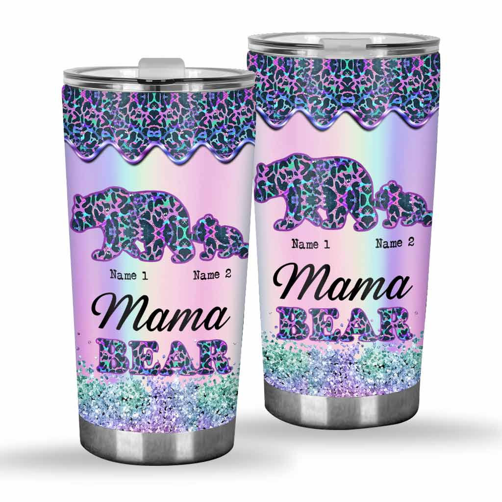 Mama Bear - Personalized Mother's Day Tumbler With 3D Pattern Print