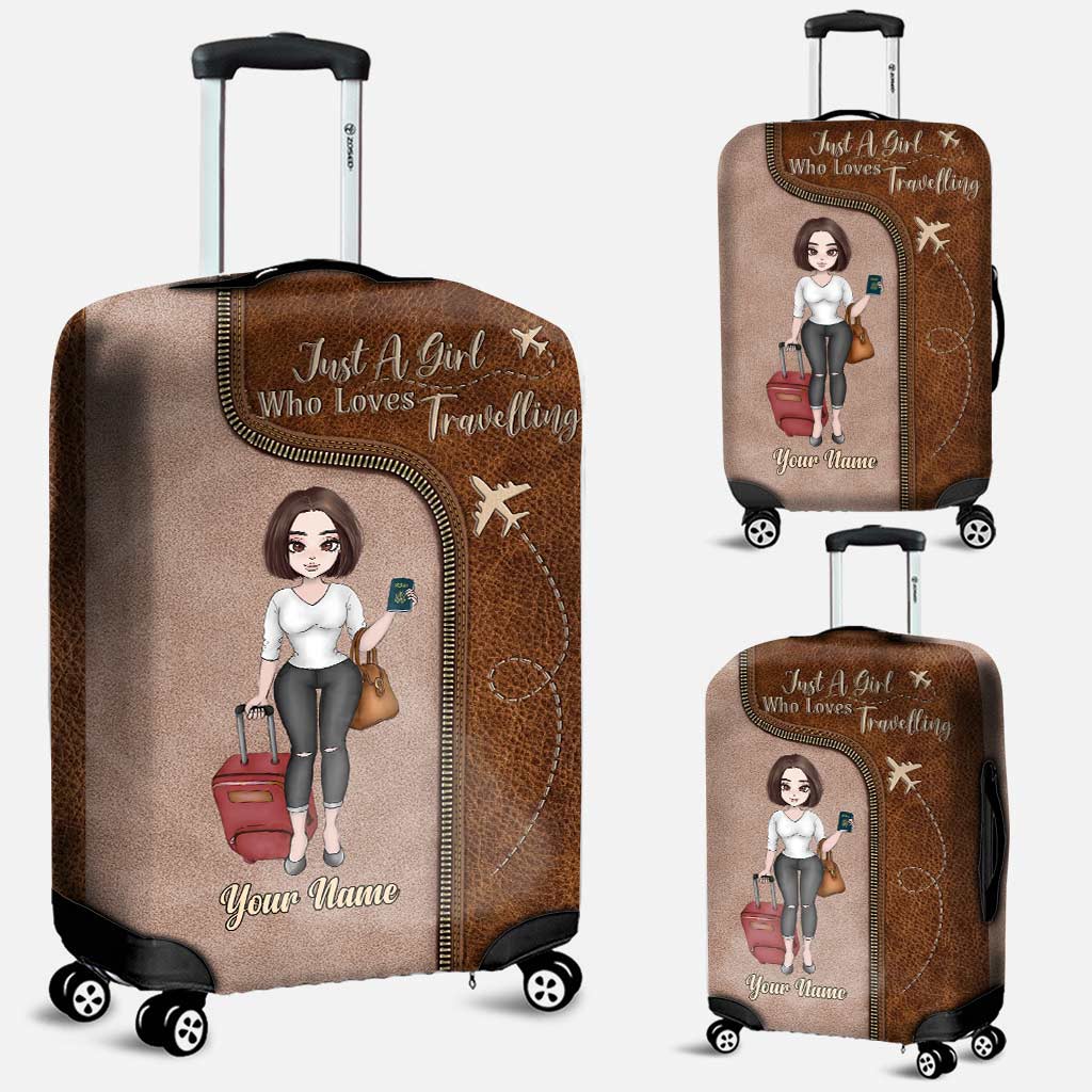 Einfach ein Mädchen, das Reisen liebt – personalisierte Gepäckhülle
