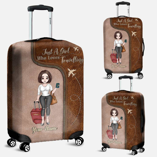 Einfach ein Mädchen, das Reisen liebt – personalisierte Gepäckhülle
