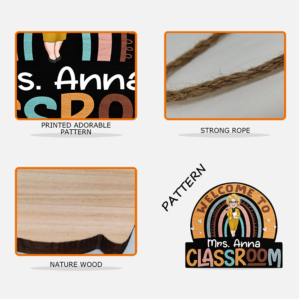 Willkommen im Klassenzimmer – personalisiertes Lehrerschild aus Holz