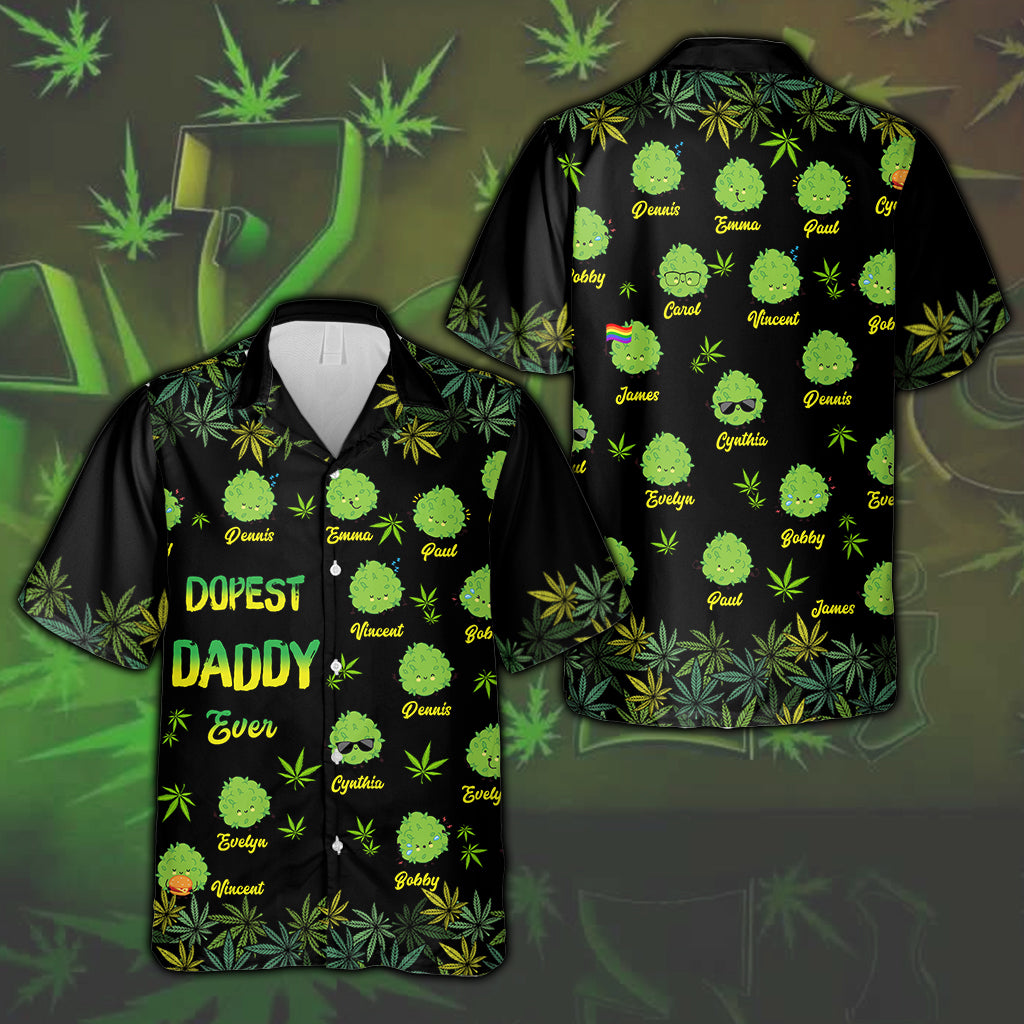 Der coolste Papa aller Zeiten – personalisiertes Hawaiihemd mit Weed-Motiv