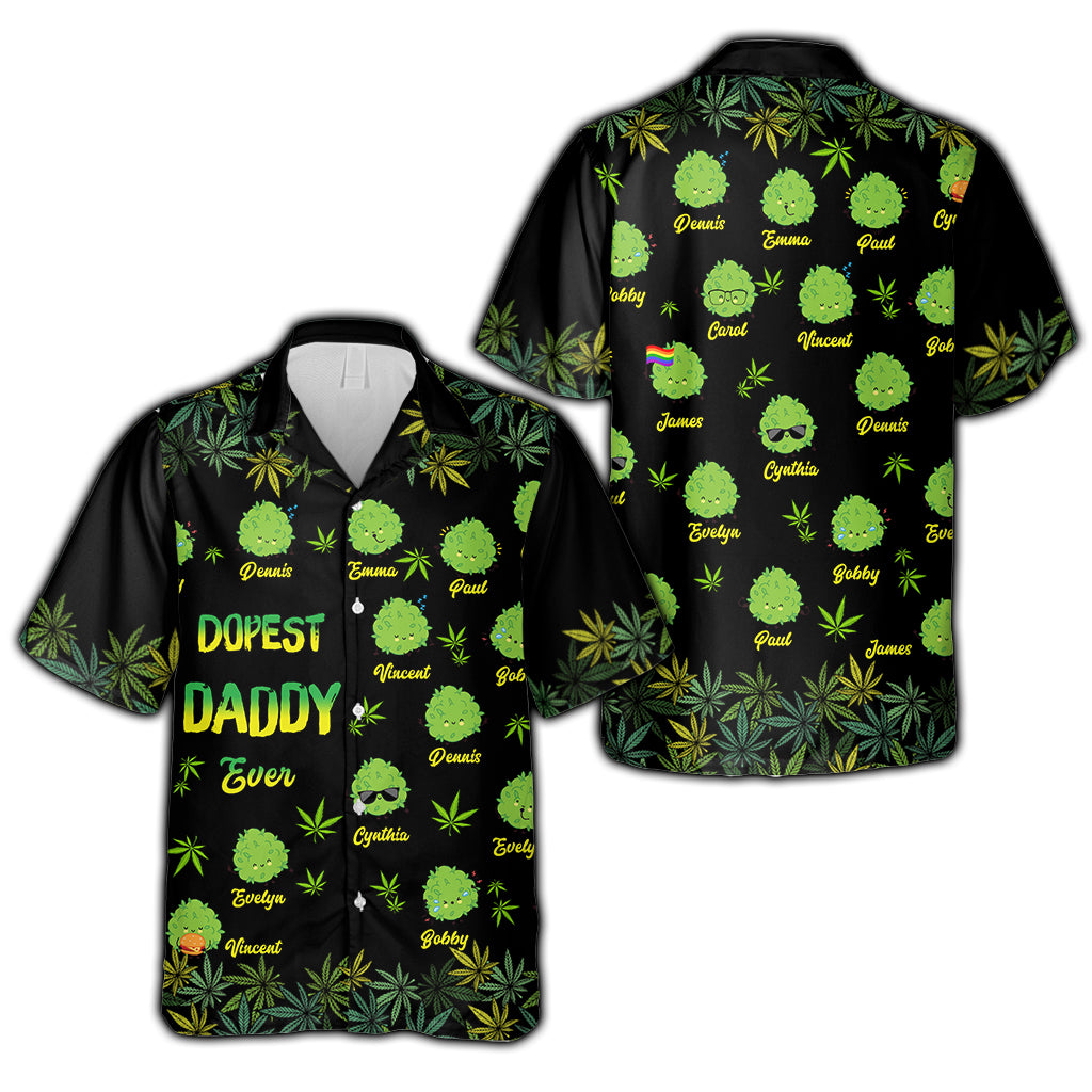 Der coolste Papa aller Zeiten – personalisiertes Hawaiihemd mit Weed-Motiv