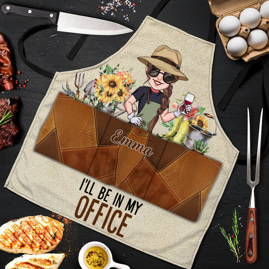 Ich bin im Büro – personalisierte Gartenschürze