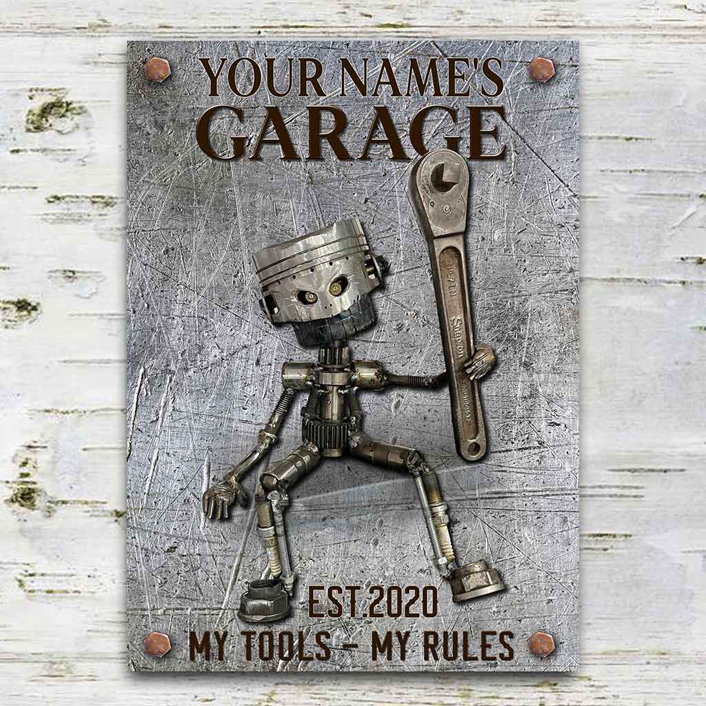 My Tools My Rules - Mechanic Personalized Rectangle Metal Sign