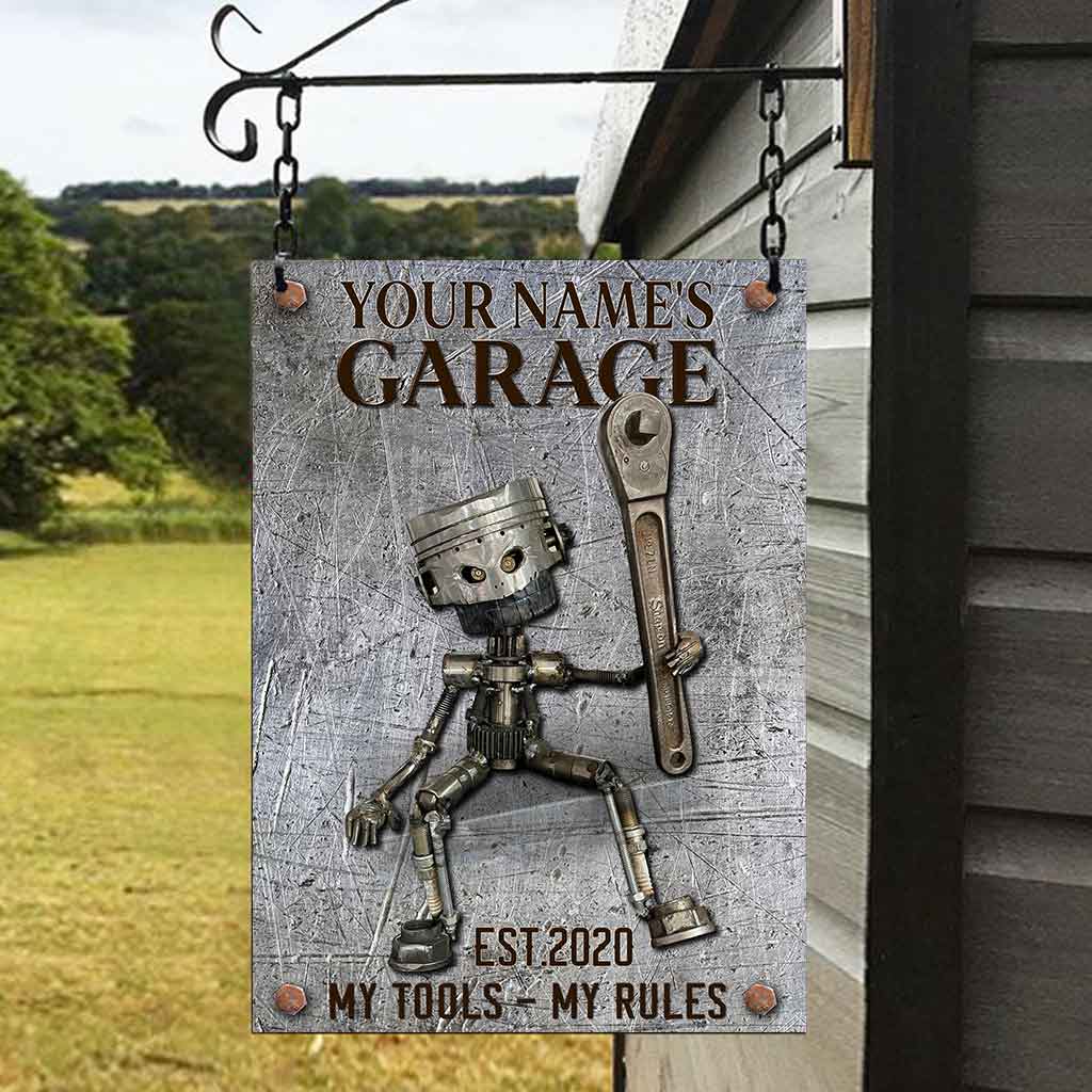 My Tools My Rules - Mechanic Personalized Rectangle Metal Sign