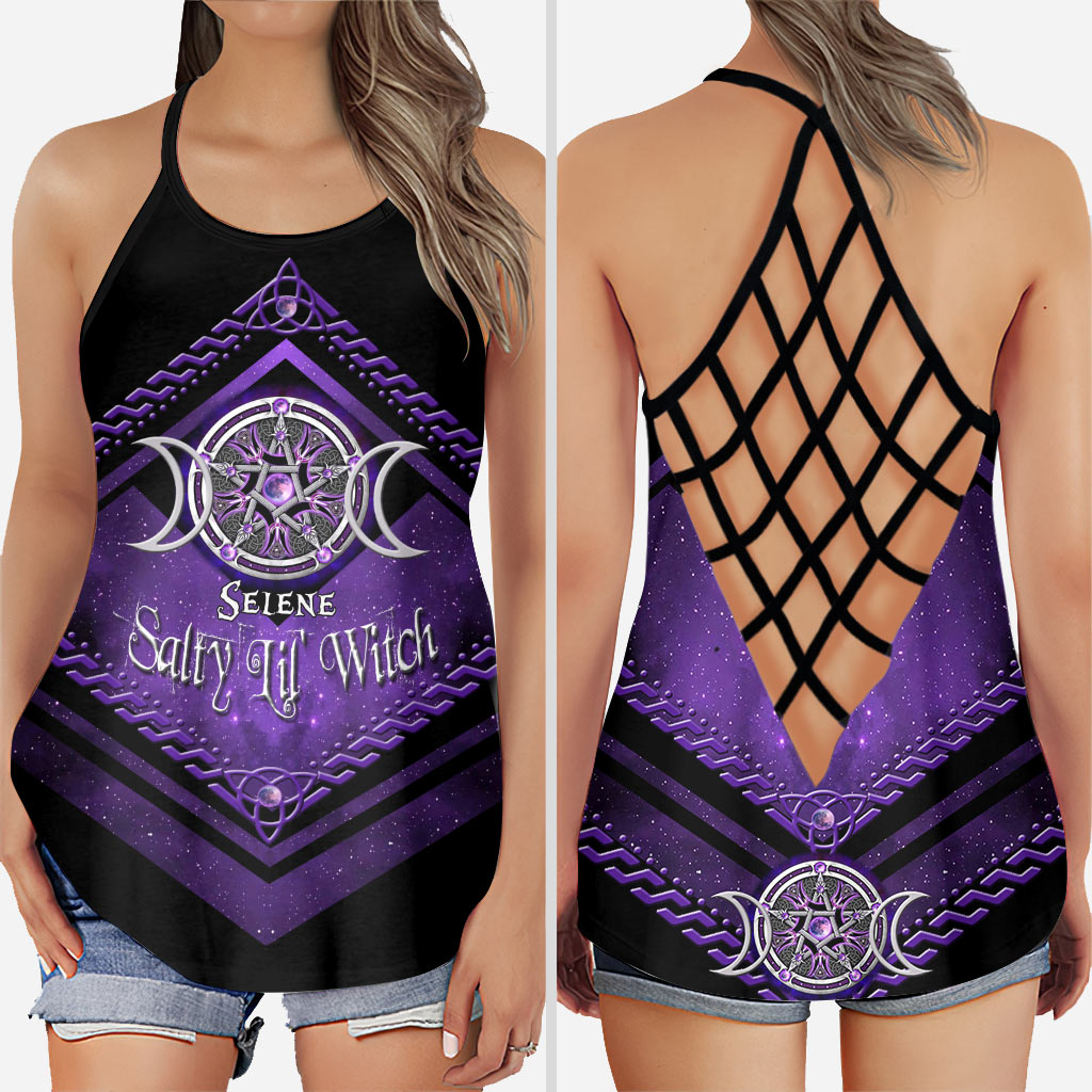Salty Lil' Witch Purple Triple Moon - Personalisiertes Hexenkreuz-Tanktop