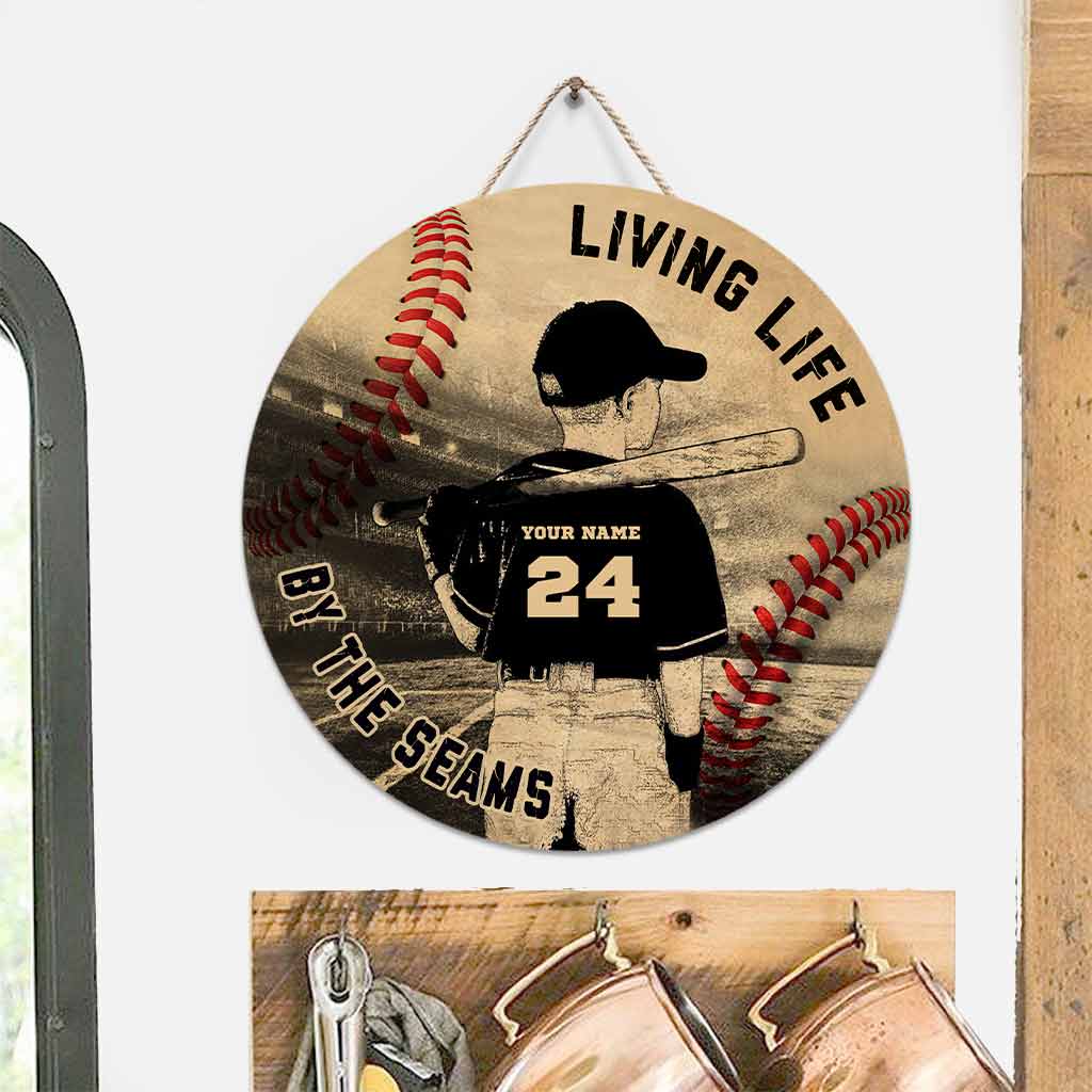 Leben am Limit – Personalisiertes rundes Holzschild „Baseball“