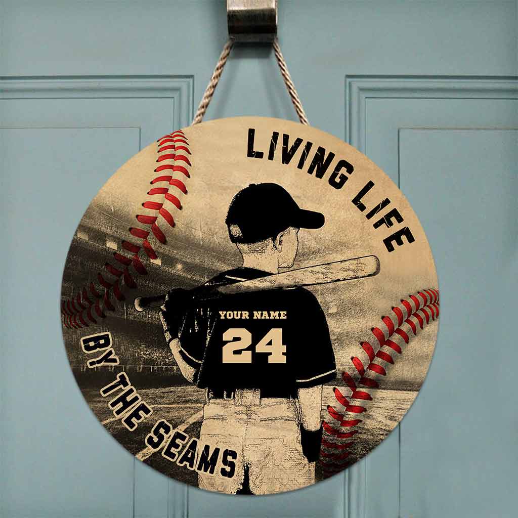 Leben am Limit – Personalisiertes rundes Holzschild „Baseball“