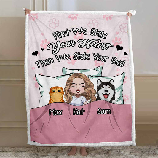 First We Stole Your Heart - Personalized Dog Blanket