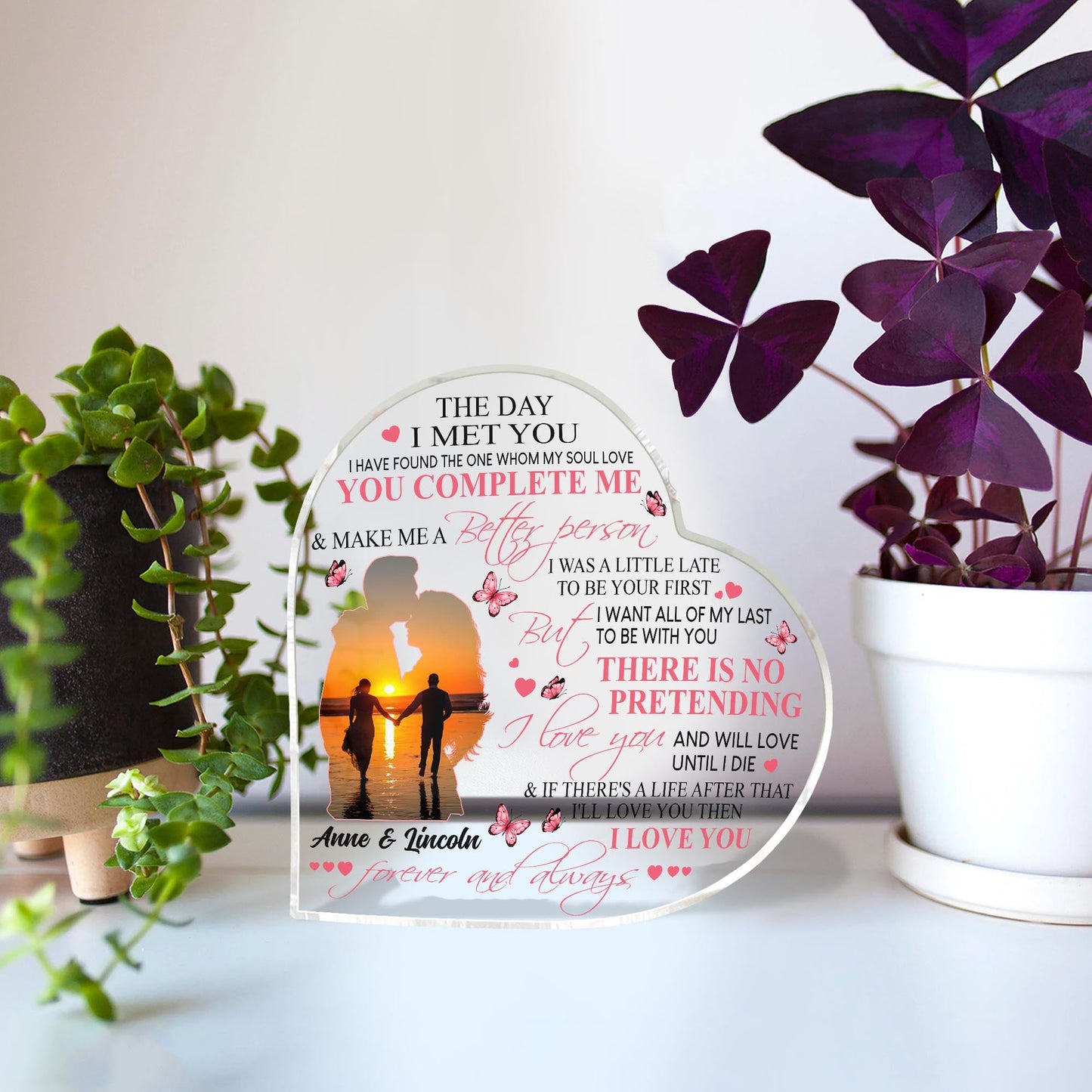 An meine Frau – Personalisierte Acrylplakette in Pärchenform