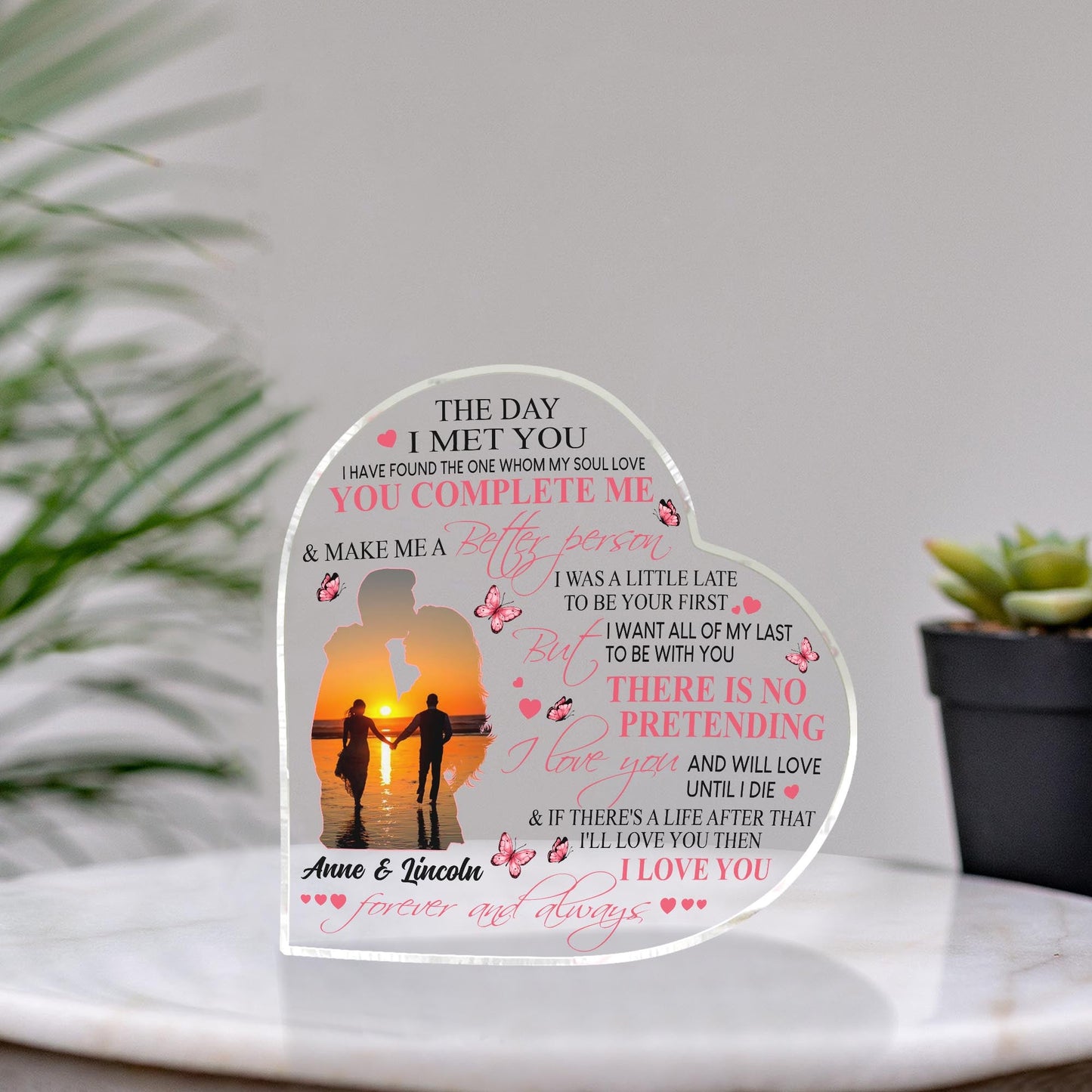 An meine Frau – Personalisierte Acrylplakette in Pärchenform