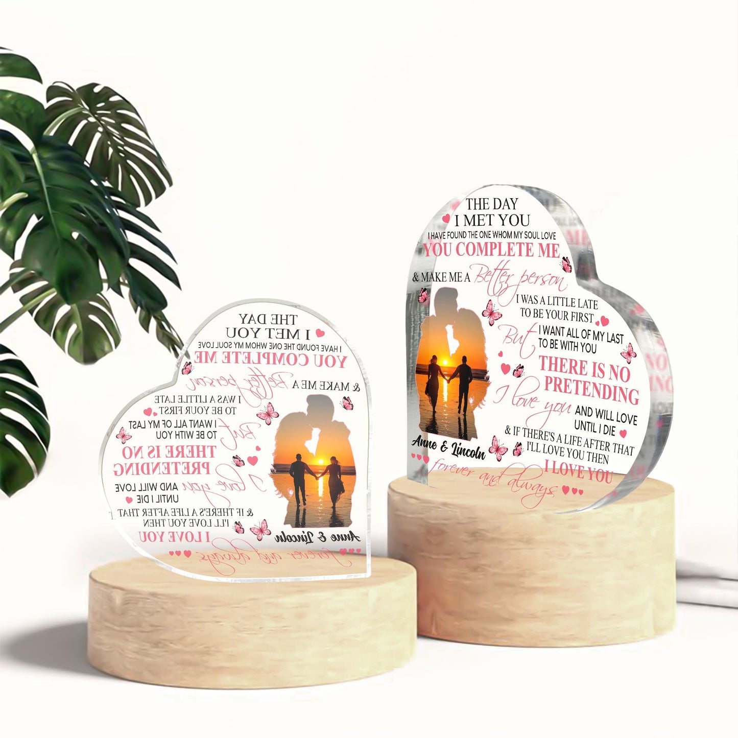 An meine Frau – Personalisierte Acrylplakette in Pärchenform