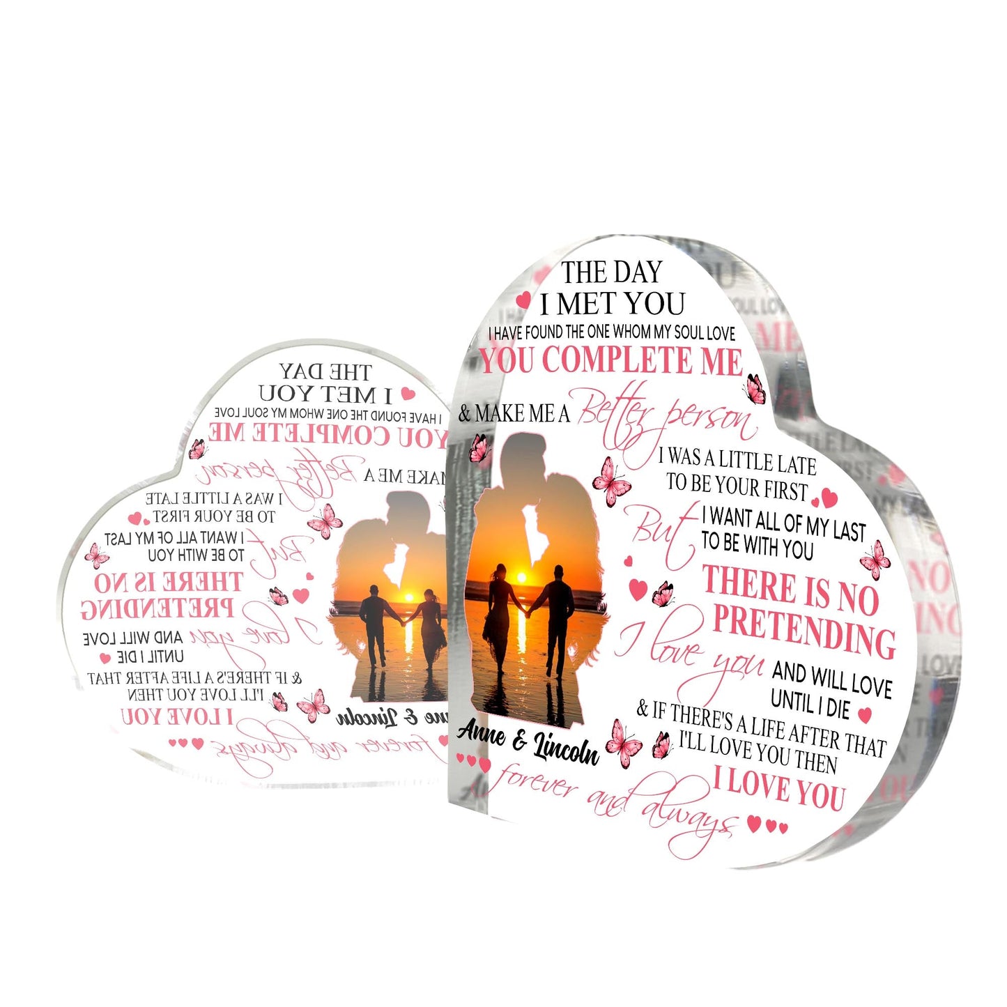 An meine Frau – Personalisierte Acrylplakette in Pärchenform