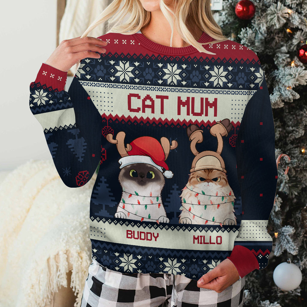 Miau-Weihnachten – Personalisierter Katzen-Pullover