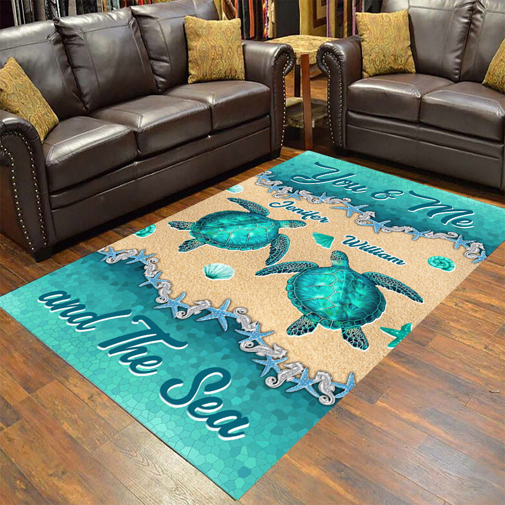 Salty Lil' Beach - Personalized Turtle Rug