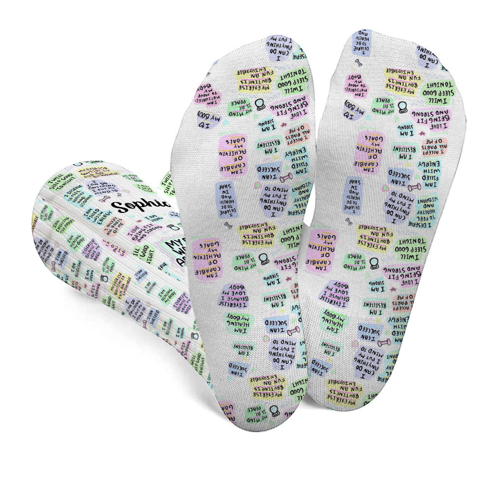 Meine täglichen Workout-Affirmationen – personalisierte Fitness-Socken