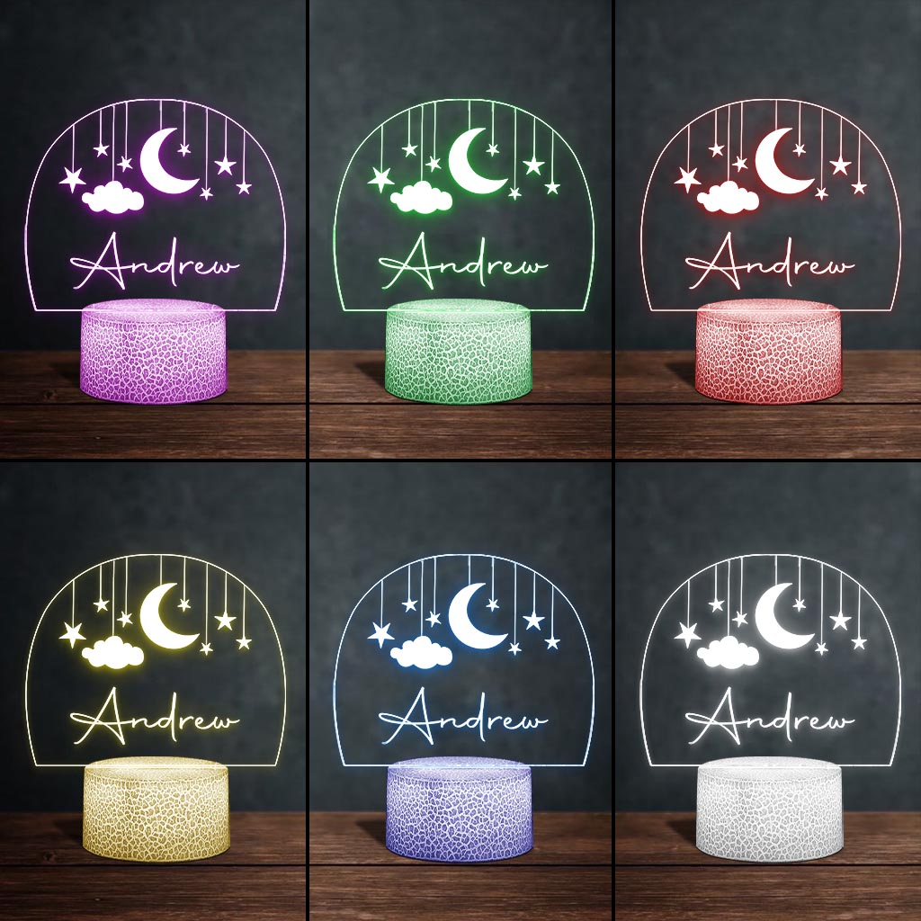 Moon and Star Nightlight - Personalized Kid Shaped Plaque Light Base