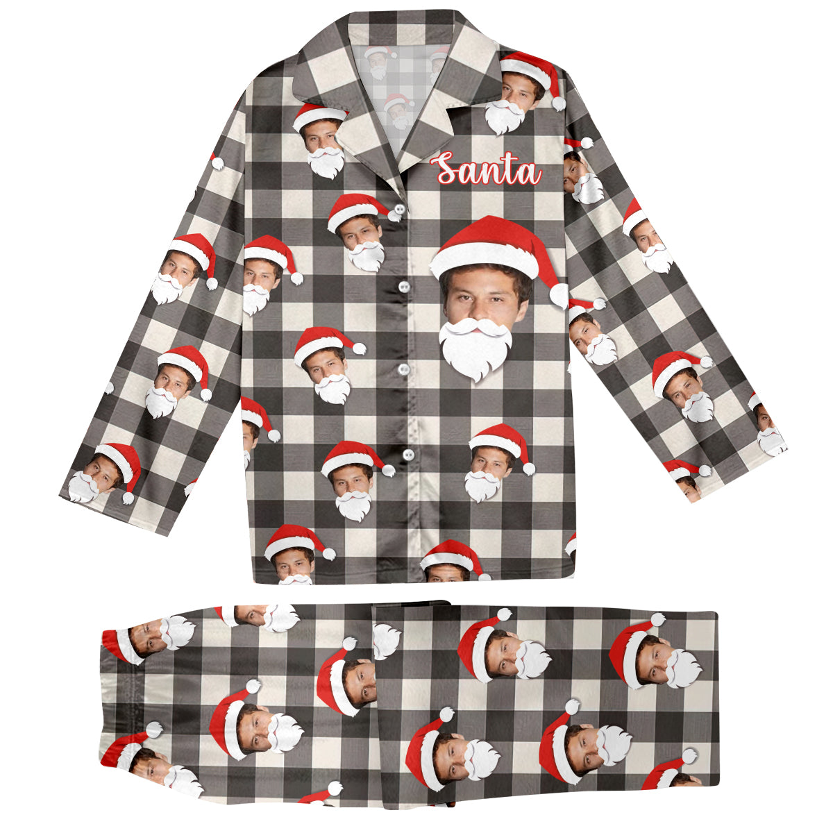 Santas Lieblings-Ho - Personalisierter Partner-Pyjama mit Knopfleiste