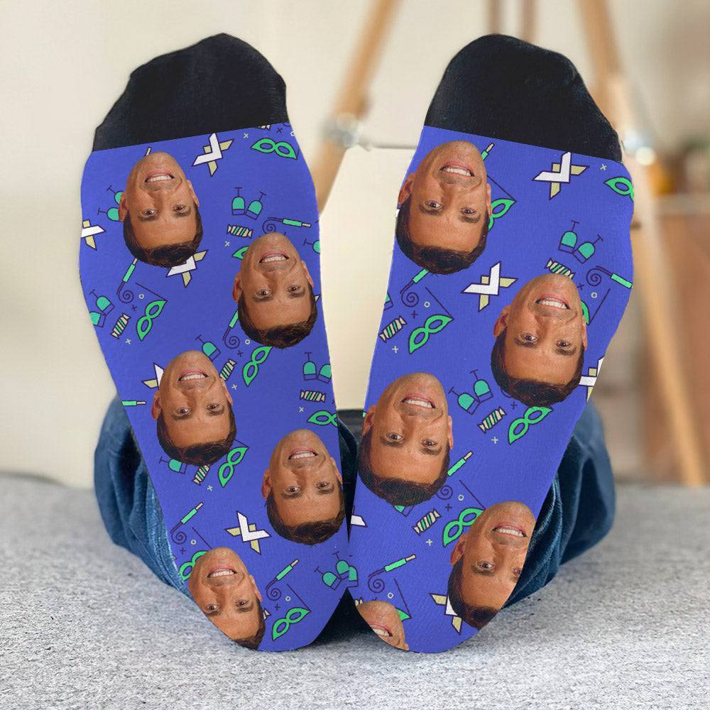 Individuelles Gesichtsmuster für Partys – Personalisierte Onkel-Socken