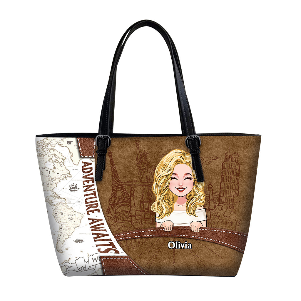 Adventure Awaits - Personalized Travelling Leather Bag