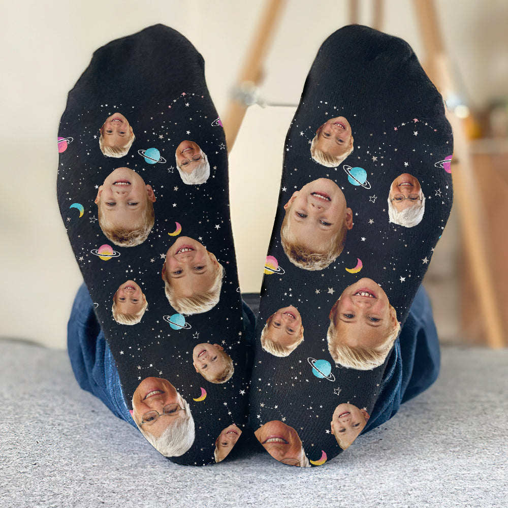 Custom Face Galaxy - Personalized Grandma Socks